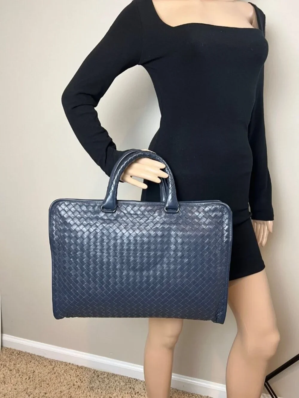 Bottega Veneta Intrecciato Top Zip Briefcase Attache Bag